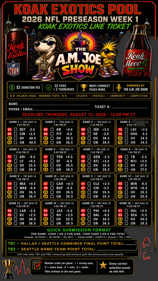 KOAK Exotics Pool — 2026 NFL Preseason Week 1